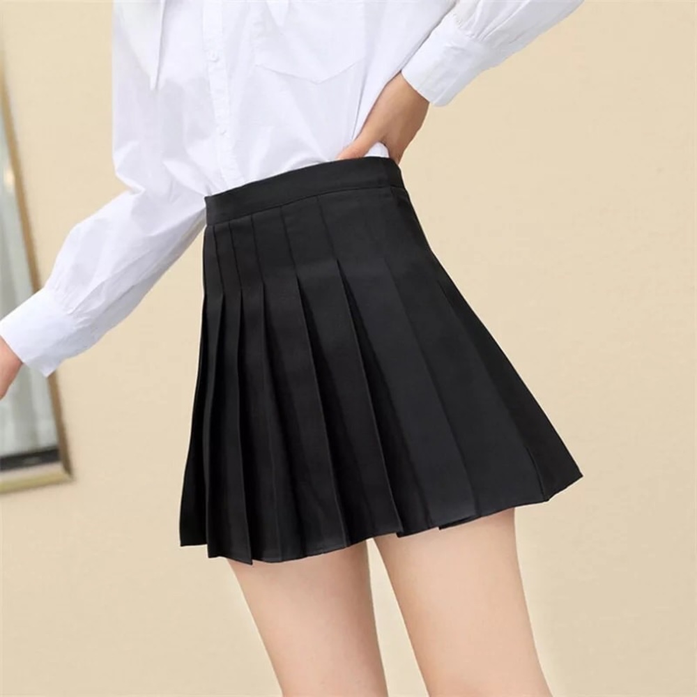 New Large Black Pleated Tennis Skirt Skort